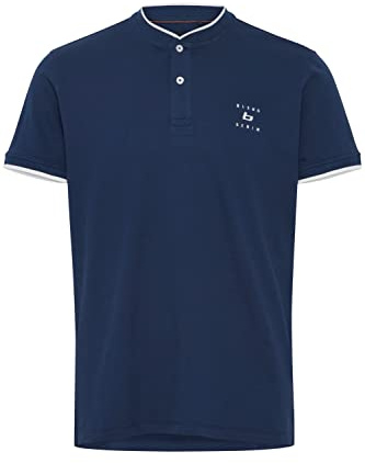 Blend 20715179 Polo Herren Poloshirt Polohemd Stehkragen mit Knopfleiste Hochwertiger Baumwoll-Pique Regular Fit, Größe:M, Farbe:Dress Blues (194024)
