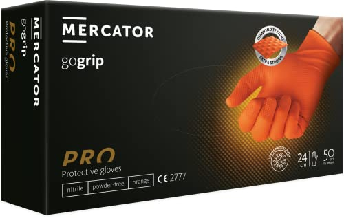Nitrilhandschuhe 100 Stück Schutzhandschuhe strapazierfähige Arbeitshandschuhe Gartenhandschuhe S - XXL Größe Bequem Einmalhandschuhe GoGrip Einweg latexfrei Nitril-Handschuhe (M 100 Stück, ORANGE)