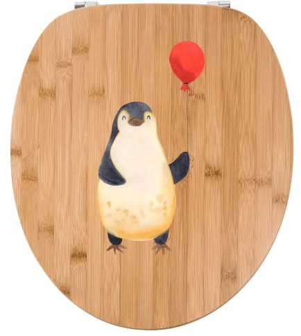 Mr. & Mrs. Panda Motiv WC Sitz Pinguin Luftballon - Geschenk, Klobrille, Kind, Lebenslust, Neustart, Toilettendeckel, fröhlich, Geschenkidee,