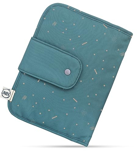 Jubi® Baby Windeltasche mit Wickelunterlage für unterwegs mit extra viel Platz - Kleine Wickeltasche (Grün-Blau mit Klettverschluss)