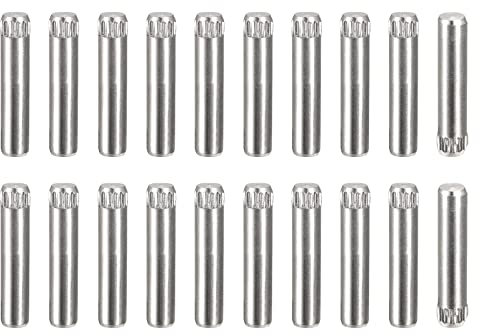 sourcing map Tasselli in acciaio inox 304, 4 x 20 mm, 20 pezzi con testa zigrinata piatta smussata, perni di supporto per mensole a castello in legno, elementi di fissaggio