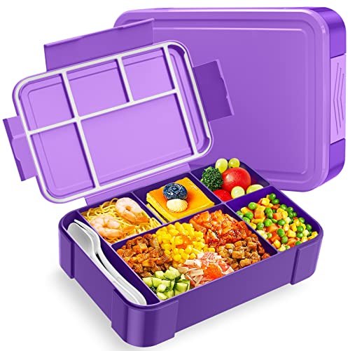 WayEee Brotdose Kinder mit Fächern 1330ml Lunchbox Kinder Auslaufsicher Brotdose Kinder für Kindergarten & Schule (Lila)