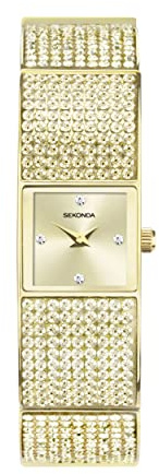 Sekonda Crystal Ladies 17mm Quartz Watch in Champagne with Analogue Display, and Gold Alloy Strap 40603