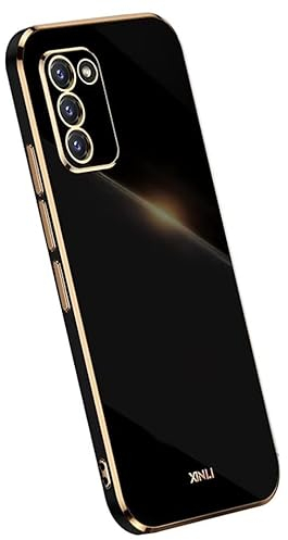 Topme Custodia in Silicone per Samsung Galaxy S10 Lite/Galaxy A91 (6.7 Inches), [ Cover per Telefono in Stile Bordo Dorato] - Nero