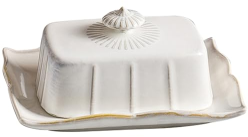 Butter Holder 1 Set of Ceramic Butter Serving Tray Rectangle Butter Dish with Lid European Style Ceramic Butter Dish Tray for Table Butter Tray