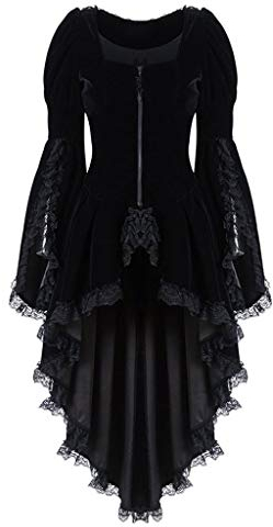 Halloween Kleid Damen: Damen Mittelalter Kleid mit Trompetenärmel Karneval Halloween Cosplay Party Ballkleid Rockabilly Cocktailkleid Steampunk Kleider Kleid Damen Mädchen