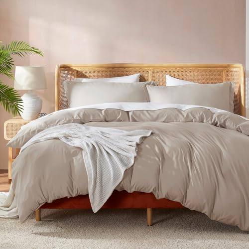 Nestl Linen Duvet Cover Queen Size - Soft Double Brushed Queen Duvet Cover Set, 3 Piece, with Button Closure, 1 Duvet Cover 90x90 inches and 2 Pillow Shams