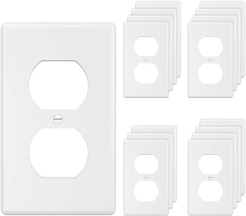 Lot de 20 cache-prises murales duplex 1 pour prises électriques incassables en polycarbonate thermoplastique - Blanc