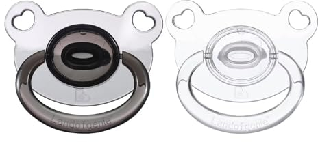 Landofgenie Schnuller Erwachsenengröße Transparentes Bärenmodell Großes Saugerschild 2 Paci Pack - Schwarz und weiß