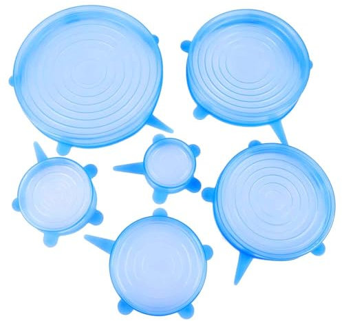 Coperchio Ermetico per Conservazione Prodotti Frigo Tappo Silicone Alimentare Estensibile 6 Pezzi con Misure Diverse