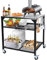 Hisencn Chariot de table de four à pizza pour feu de bois ninja, pierre noire, four à pizza Cuisinart, support de barbecue portable en acier inoxydable, chariot de préparation des aliments mobile