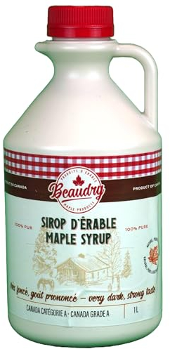 Sirop d'érable en cruchon de 1 litre - Trés foncé - Direct producteur - 100% pur du Canada - Les Trésors d'érable