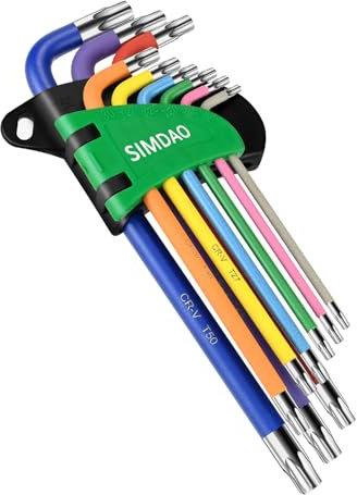 Juego de llaves hexagonales métricas, juego de 9 llaves Allen de estrella de 1.5-10 mm, juego de llaves hexagonales antideslizantes T10-T50, para desmontaje y mantenimiento de vehículos de equipo