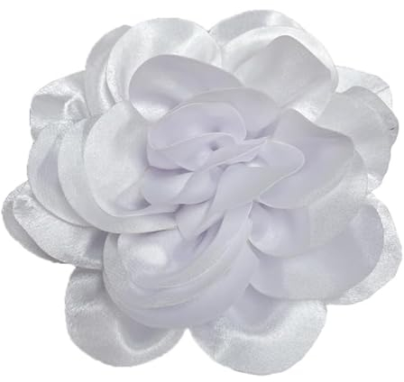 Tissu Satiné Surdimensionné Fleur De Rose Extra Large Grandes Broches Camélia En Soie Broche Pour Femme Fête De Mariage Danse Banquet Robe Costume Accessoires De Cérémonie Bijoux Cadeaux (Blanc)