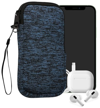 kwmobile Handytasche für Smartphones XXL - 7 - Neopren Handy Hülle Deep Ocean Schwarz - Handy Tasche 17,7 x 8,5 cm Innenmaße