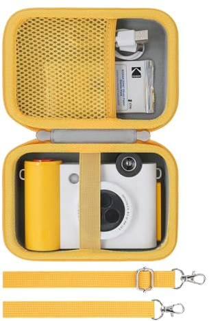 Khanka Hard Travel Case Compatible with Kodak Smile+ Digital Instant Print Camera with Shoulder Strap,Protective Portable Storage Cover for 2x3” Photo Prints,White(Case Only)