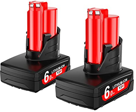 2X 12V 6.0Ah/6000mAh Replacement for Milwaukee M12 Battery XC 48-11-2410 48-11-2420 48-11-2411 48-11-2401 48-11-2402 Cordlees Power Tools