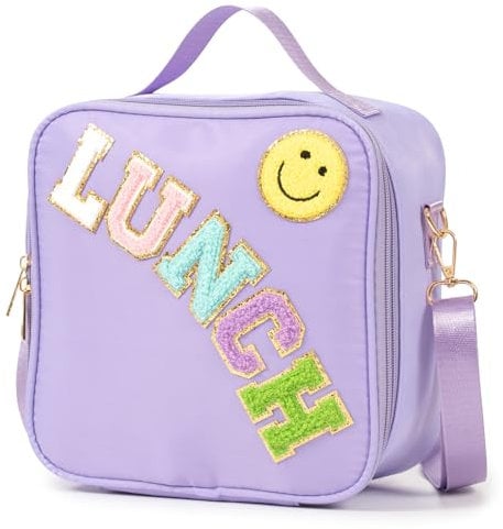 Insulated Lunch Bag for Kids & Women - Large Cooler Tote Box, Leakproof, Reusable for Work, Picnic, Camping (Nylon, Purple)