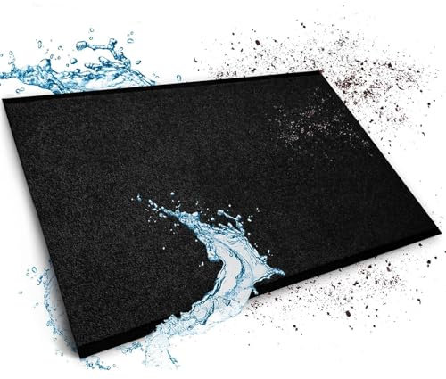 Floordirekt Schmutzfangmatte auf Maß, 90 x 150 cm, Schwarz, Fußmatte, Türmatte Eingangsbereich, Fußabtreter, Türvorleger, Sauberlaufmatte, Meterware, Mono