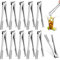 Homgaty 10 Pcs Stainless Steel Ice Sugar Tongs Mini Serving Tongs Small Tongs for Food Sweets Bread Cake Kitchen Wedding Party Bar Bucket 7.5 in