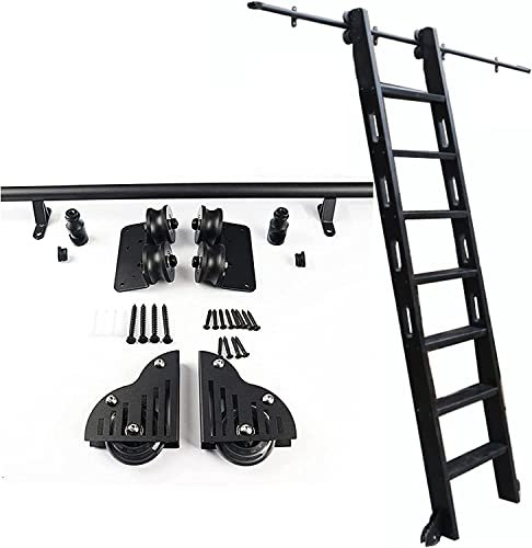 VYPVICBR Kit libreria Hardware per Scale a rotelle, con Ruota a rulli per Pavimento, Binario per Scale mobili in Ferro battuto, Binario/rotaia di Estensione per Scale scorrevoli con Tubo to