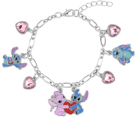 Disney Stitch & Angel Charm-Armband, Einheitsgröße, Goldimitat, Kein Edelstein