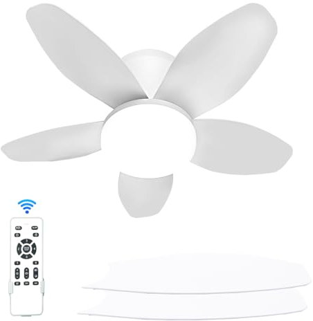 Menqang - Ventilador de techo moderno de 5 aspas con luz LED y mando a distancia, iluminación regulable + ventilador silencioso para sala de estar, dormitorio, cocina, techo de bajo consumo