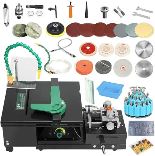 5-in-1-Mini-Elektro-Tischkreissäge zum Schneiden/Stanzen/Schleifen/Gravieren/Polieren, 1590-W-Edelstein-Polier- und Schleifmaschine, elektrische Multi-Tischkreissäge mit Drehzahlregelung