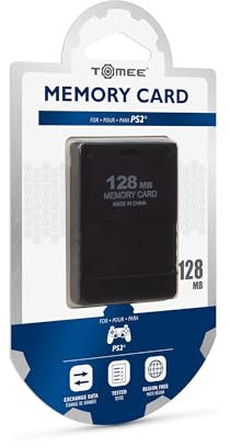 128MB PS2 Memory Card for Sony PlayStation 2 – High-Speed Game Save Storage 2043 Blocks – Compatible with All PS2 Models – Durable, Plug & Play Design – Black