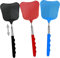3 Pezzi paletta mosche,Estensibile Colorato Manuale Paletta Mosche,Portatile Scacciamosche Plastica,Paletta Mosche con Manico in Acciaio Inossidabile,per Mosche,Zanzare e Insetti(Nero,Blu,Rosso)