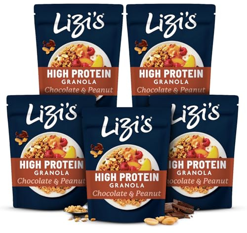 Lizi's High Protein Granola, Chocolate and Peanut Flavour, 350g, Pack of 5