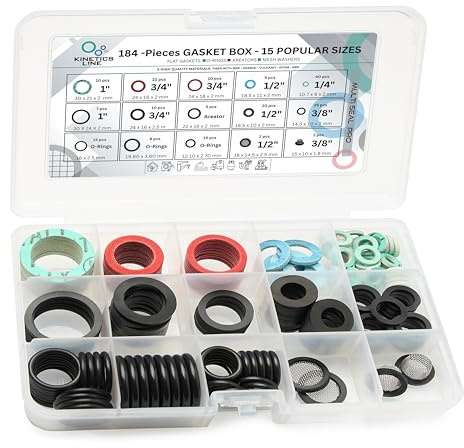 KINETICS LINE MultiSeal Box – 184-teiliges Dichtungssortiment mit 15 Gängigen Größen für Haushalt, Küche & Bad