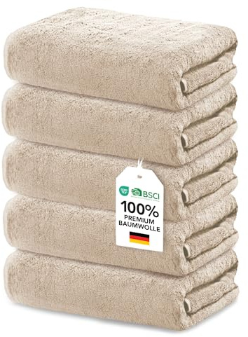 Ôhm Seiftücher 30x30 cm Baumwolle Beige 5er-Set | Weiche Textur trocknet das Gesicht schonend, ohne zu reizen – ideal nach dem Abschminken oder zur Gesichtspflege