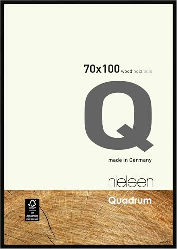 nielsen Bilderrahmen, 70 x 100 cm, Holz, Schwarz, Posterrahmen zum Aufhängen im Hoch- & Querformat, Echtglas, Quadrum