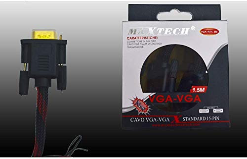 OISE ART STORE Trade Shop - Cavo da Vga A Vga Maschio A Maschio 1,5mt Cavo Telato per Pc Maxtech Vga-rt1.5m