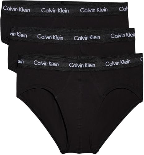 Calvin Klein Men 3P Hip Brief, Black (Black With Black Wb Xwb), XS