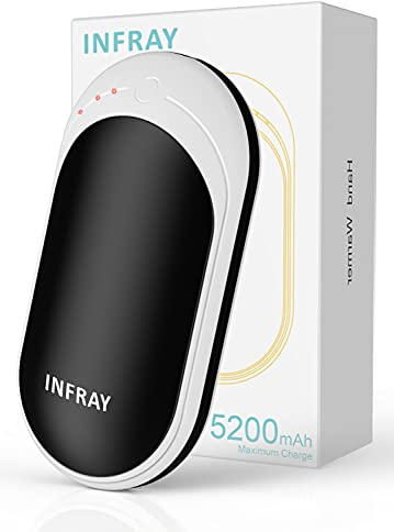 infray Handwärmer, USB wiederaufladbare 5200mAh Power Bank Elektrische Handheizung Doppelseitige Heizung Tasche Handwärmer, Perfekte Winter Geschenk für Frauen Männer - Schwarz