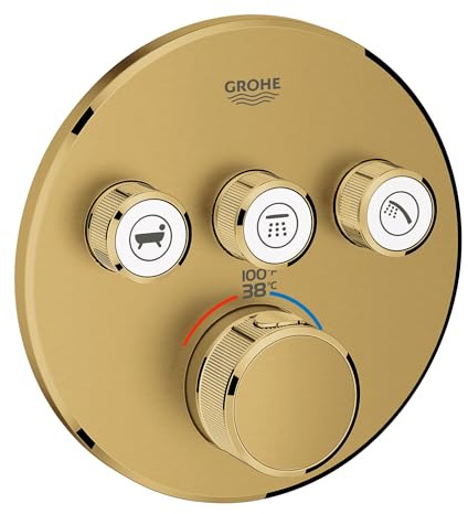 Grohe Grohtherm SmartControl 29138GN0 Thermostat-Blende mit drei Funktionen, mit Kontrollmodul, Brushed Cool Sunrise