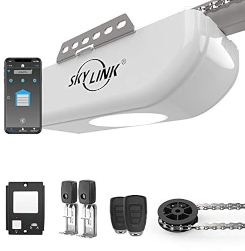Atoms ATR-1722W by Skylink Garagentoröffner 3/4HPF mit Alexa mit extrem leisem DC-Motor, Kettenantrieb, 2 Fernbedienungen, Luxus-Wandkonsole und WiFi-kompatibel