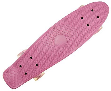 Mini Cruiser Skateboard 22 56cm mit Kunststoff Deck und Blinkenden LED-Rollen für Kinder Jungendliche und Erwachsene,Rosa,22(56x15x10cm)