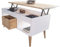 LoMasCasa - Table basse relevable modèle Karla avec tiroir coulissant central, bois massif de pin naturel de couleur blanche et bois, pieds coniques. Dimensions : 100 x 50 x 47 cm