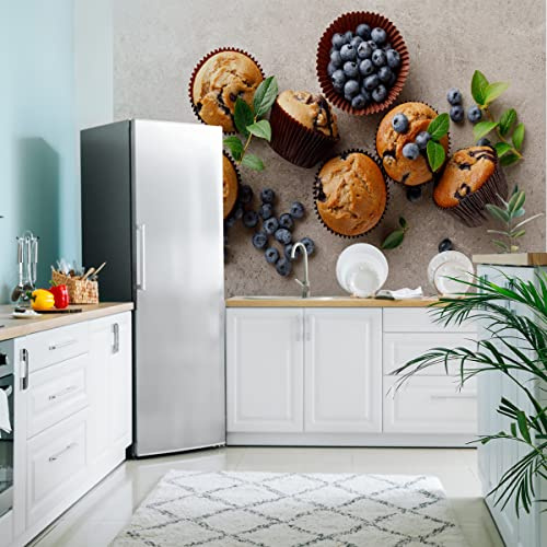 Muralo Tapete Vlies Napfkuchen, Beeren, 3D, XXL, Kunstdruck - 152,5x104 cm | Moderne Fototapete, hochauflösender Druck - ideal für Küche, Restaurant und Esszimmer, Ein echter Hingucker in jedem Zuhause