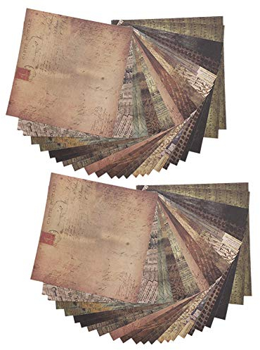 Vintage Papier Scrapbooking, 48 Blatt Journaling Scrapbook Zubehör Retro Tagebuch DIY Schreibpapier Dekorative Verschiedene Muster Aufkleber Journal Stickers Schreiben Album Papier Muster Vintage