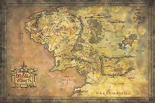Close Up Herr der Ringe Poster Karte von Mittelerde (91,5cm x 61cm)
