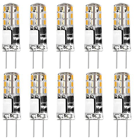 ShuoHui 10x G4 Led Warmweiß Birnen, 12V 1.5W Kein Flackern G4 Led Stiftsockellampe, Ersatz für 20W Halogenlampen, Energiesparlampe 3000K, 180LM 12V AC/DC LED Lampen