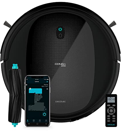Cecotec Robot Aspirador Conga 2290 Ultimate. Tecnología Gyro, 160 Minutos de autonomía, 2100 Pa, 3 Niveles de Potencia y de fregado, Cepillo Silicona Bestfriend Care, Mando, 10 programas, App