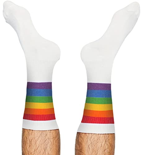 TODO Socken PRIDE Motiv Unisex mit LGBT Flagge Baumwolle Weiß und Schwarz mit Regenbogen (39-42, Weiss)