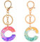2Pcs Porte-clés, Porte-clés en résine, Porte-clés à lettres avec fleurs, Alphabet A-Z Porte-clés pour les femmes Cadeaux d’anniversaire de fille (C)