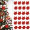 24 Stücke Weihnachtsbaum Dekoration Blumen Glitzer Weihnachtsstern Blumen Künstliche Weihnachten Blumen Aufhängen Weihnachtsbaum Baumschmuck Weihnachten für Hochzeit Kranz Home DIY Ornamente (Rot)
