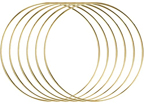 ALEMIN Metallringe zum Basteln 30cm 6 Stück Gold Kranz Ringe Makramee Ringe, Traumfänger Ring, Hochzeitskranz, Wandbehänge Deko, Blumen Reifen